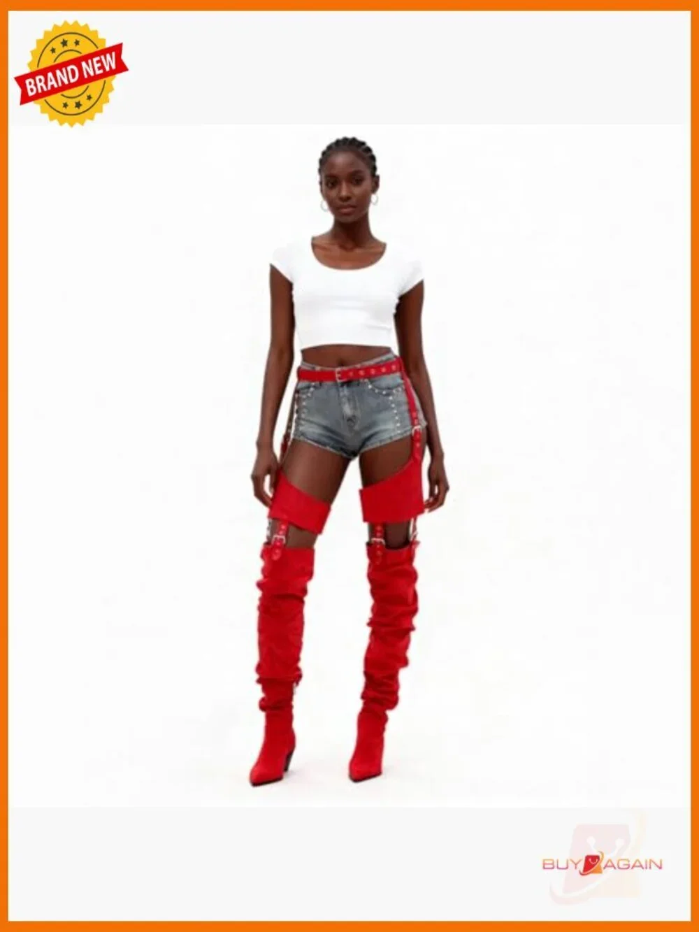 Thigh High Boots Over the Knee Chunky Heel Faux Suede Side Zipper
